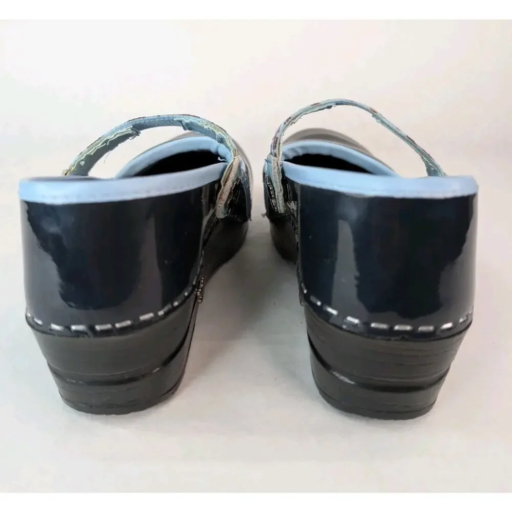 KOI By Sanita Danish Clogs Patent Leather Blue Comfortable Cushiones Shoes 6 US